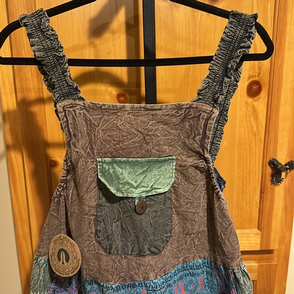 Kala Imports Patchwork Hippy Jumpsuit / Overalls Handmade in Nepal One Size NEW - Picture 5 of 12